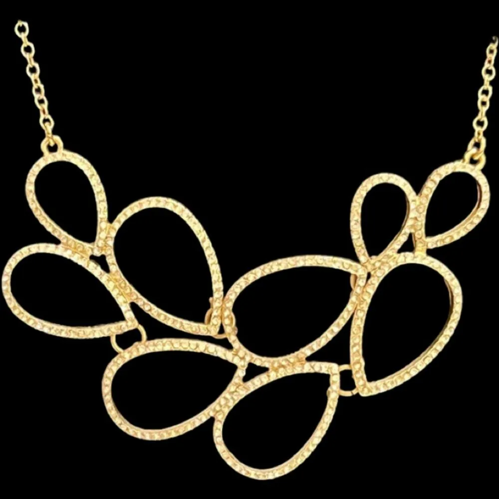 Francesca’s Gold Tone & Crystal Bib Statement Necklace & Earring 2-Piece Set - Image 2