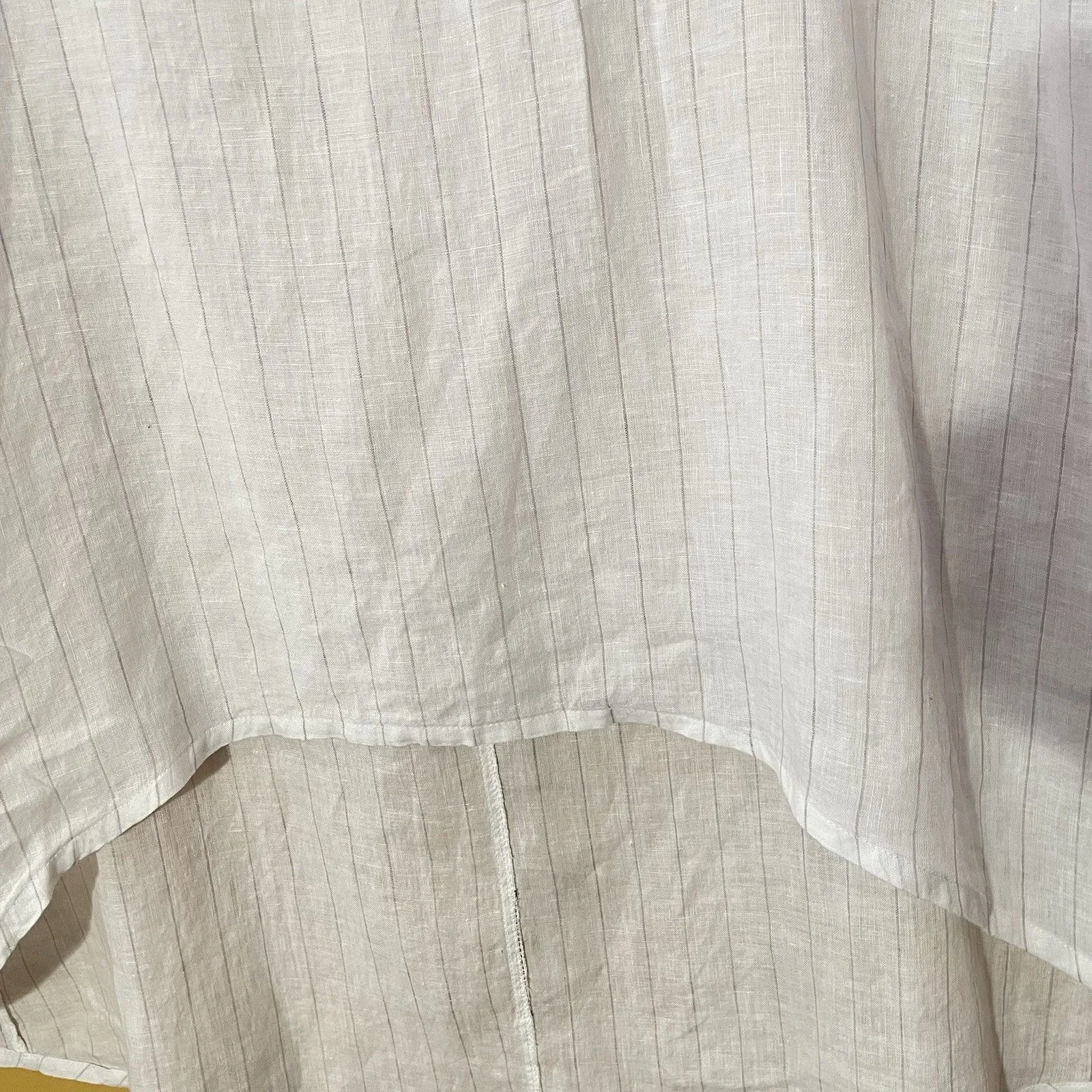 Chalet et ceci 100% Linen Dress XS Sleeveless Striped Hi Lo Top Lagenlook Resort White - Image 4