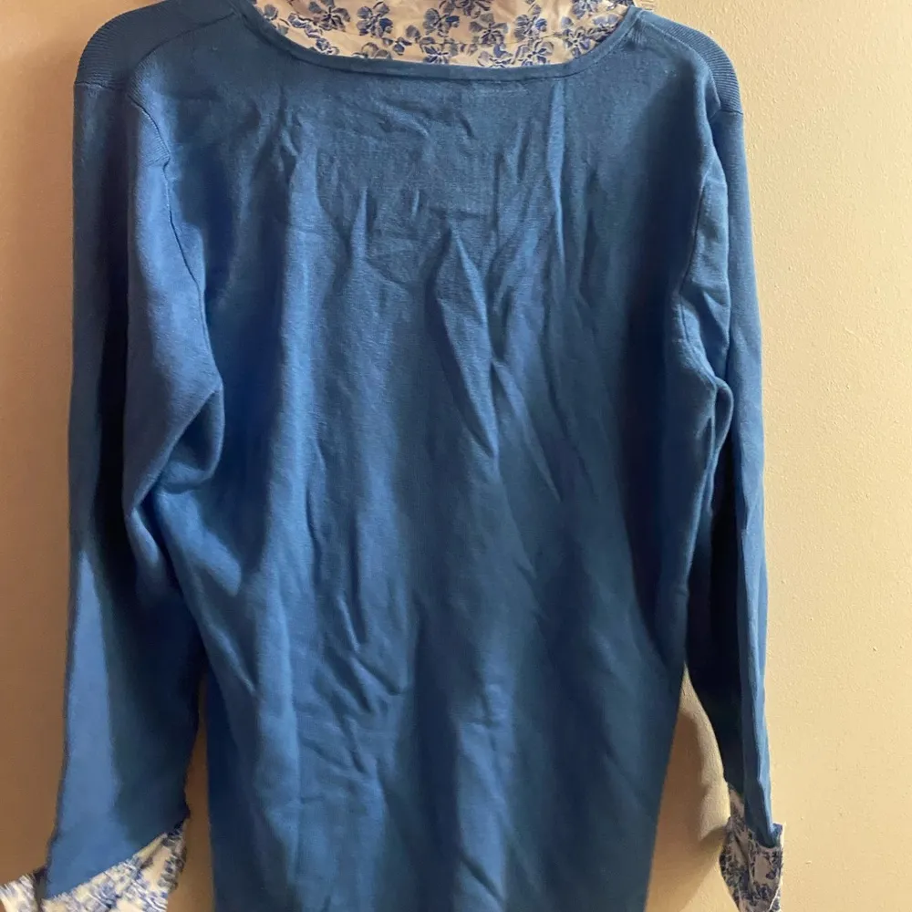 Covington Blue Long Sleeve Sweater Top Floral XL 18 78% Silk Bust 46” New NWT - Image 7