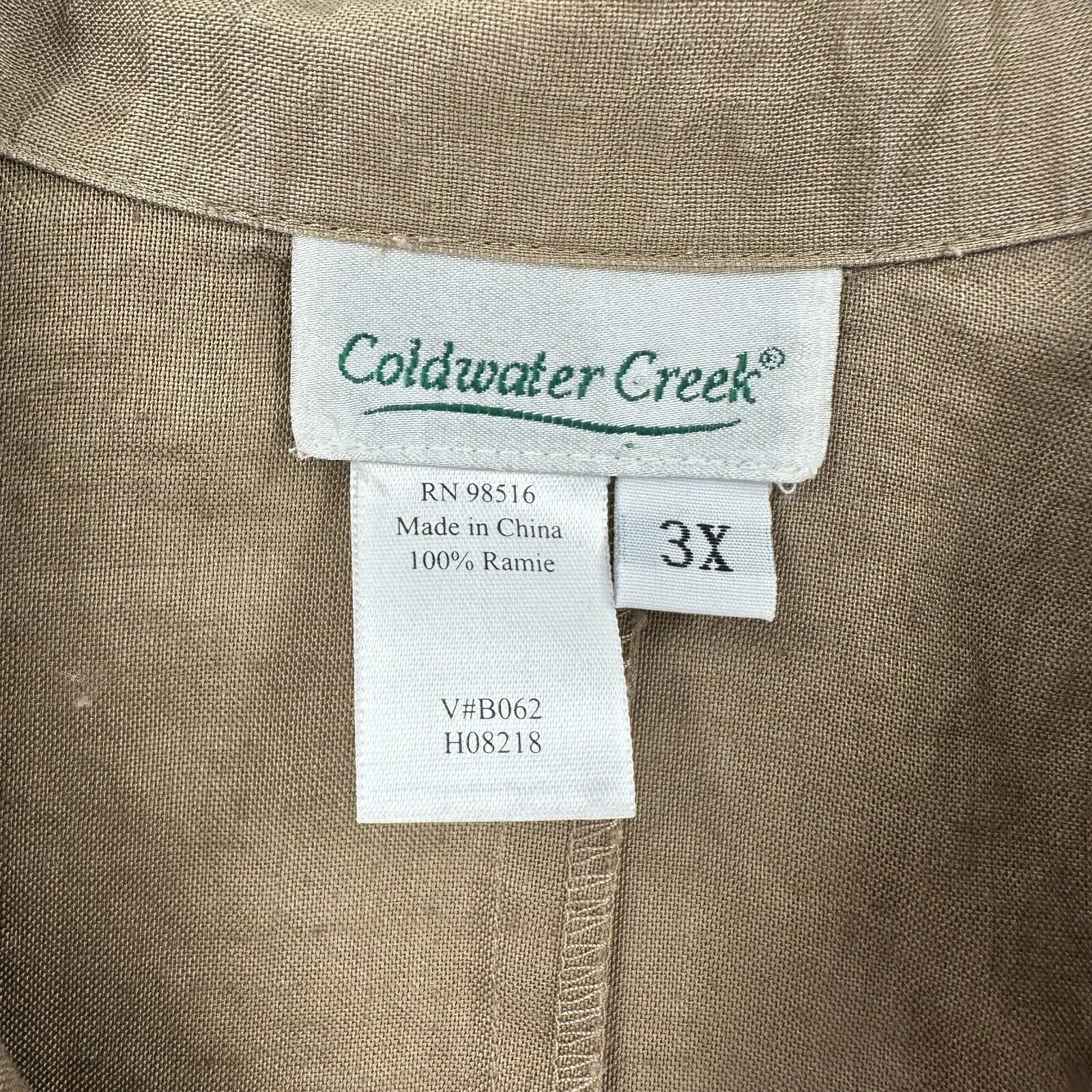 Coldwater Creek Blouse 3X Snap Front Shirt 100% Ramie Mocha Brown - Image 6