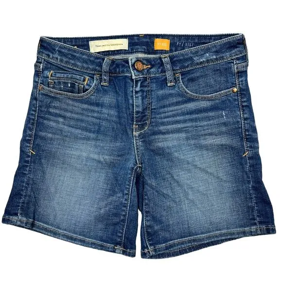 Pilcro Anthropologie Low-Rise Jean Shorts Sz 0/25" Blue Y2K Stretch Denim‎ Jorts - Image 3