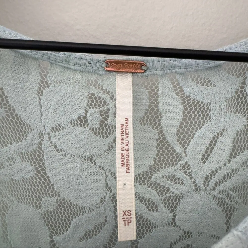 Free People Lace Sleeveless Mini Dress Lined A-Line Stretch Cotton Floral Boho - Image 3