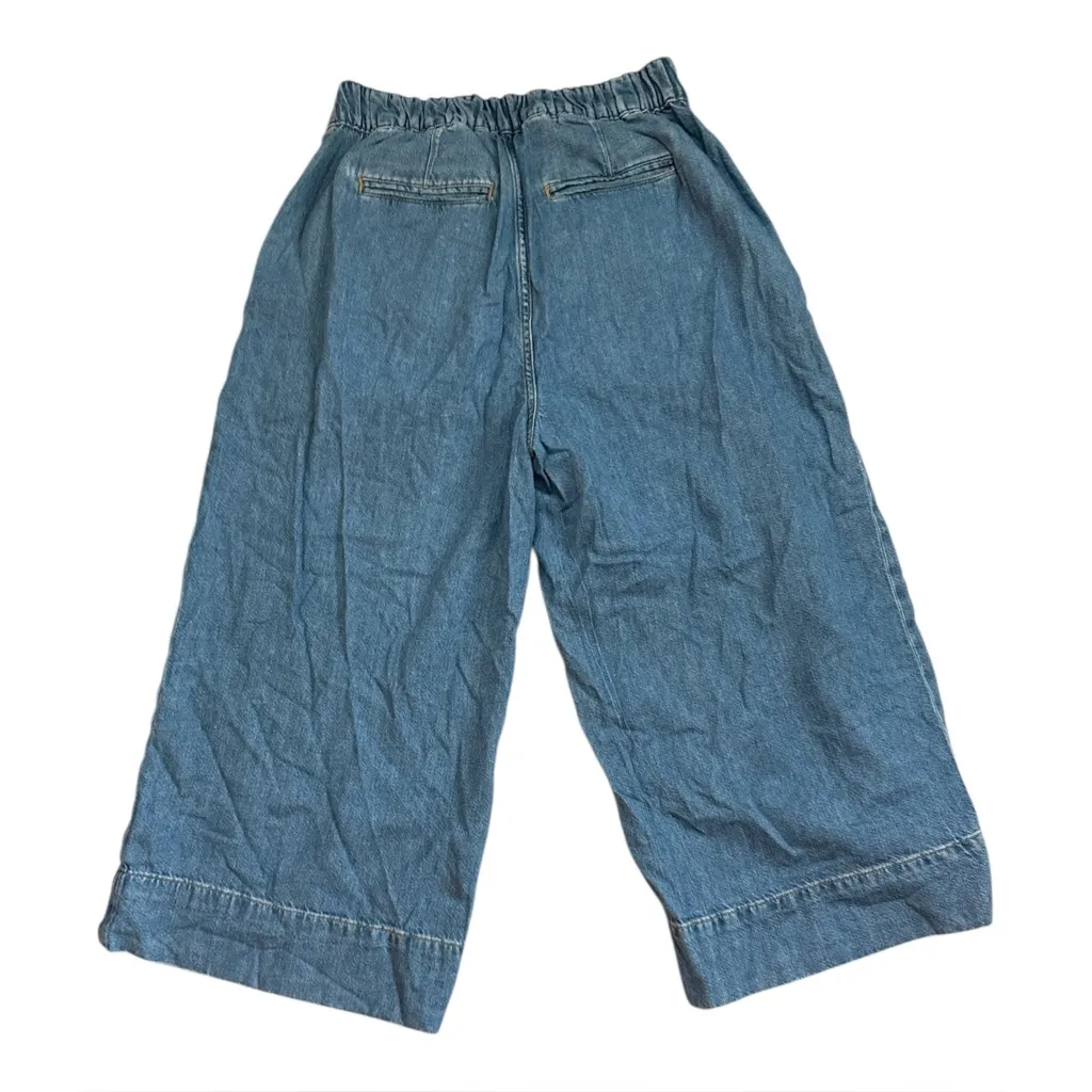 Anthropologie Pilcro Pleated Wide Leg Culotte Crop Denim Jeans | Light Wash | 29 - Image 3