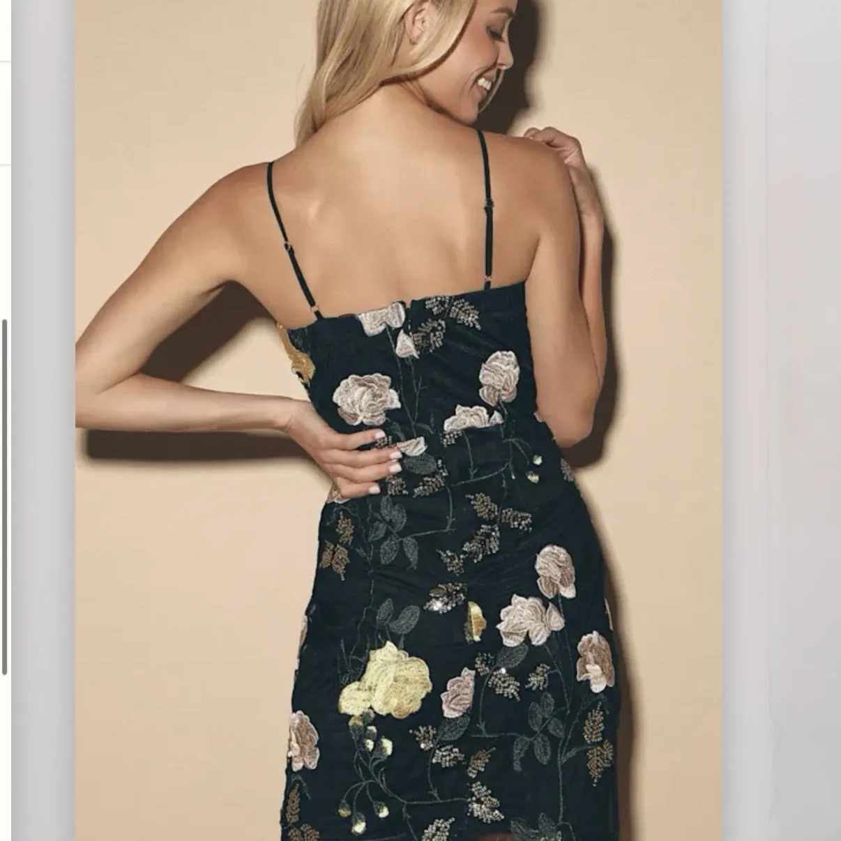 NWT Lulus Rue Colorful Floral Embroidered Sequin Bodycon Mini Dress LARGE - Image 3