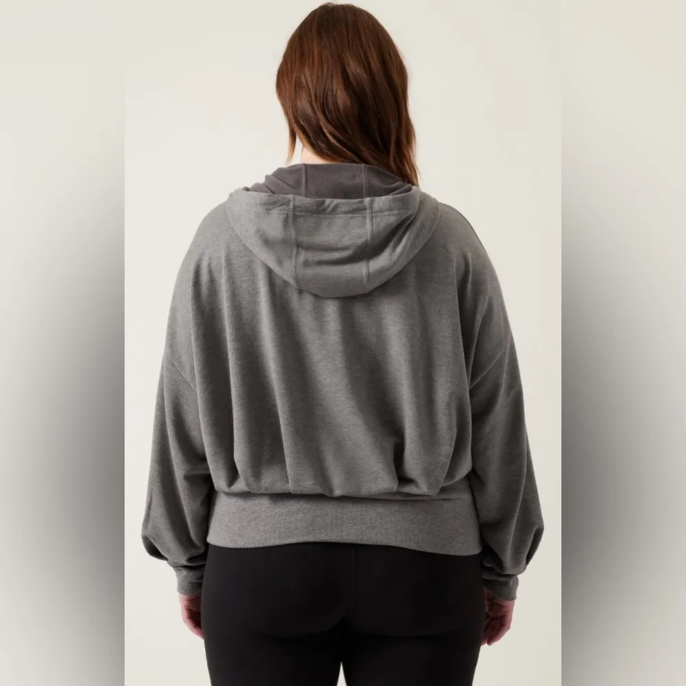 NWT Athleta Balance Hoodie Sweatshirt Full Zipper Grey Size Large - Image 3