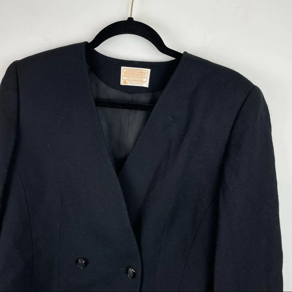 VTG Pendleton 100% Pure Virgin Wool Black Blazer Cropped Jacket Sz 10 Made in US - Image 3