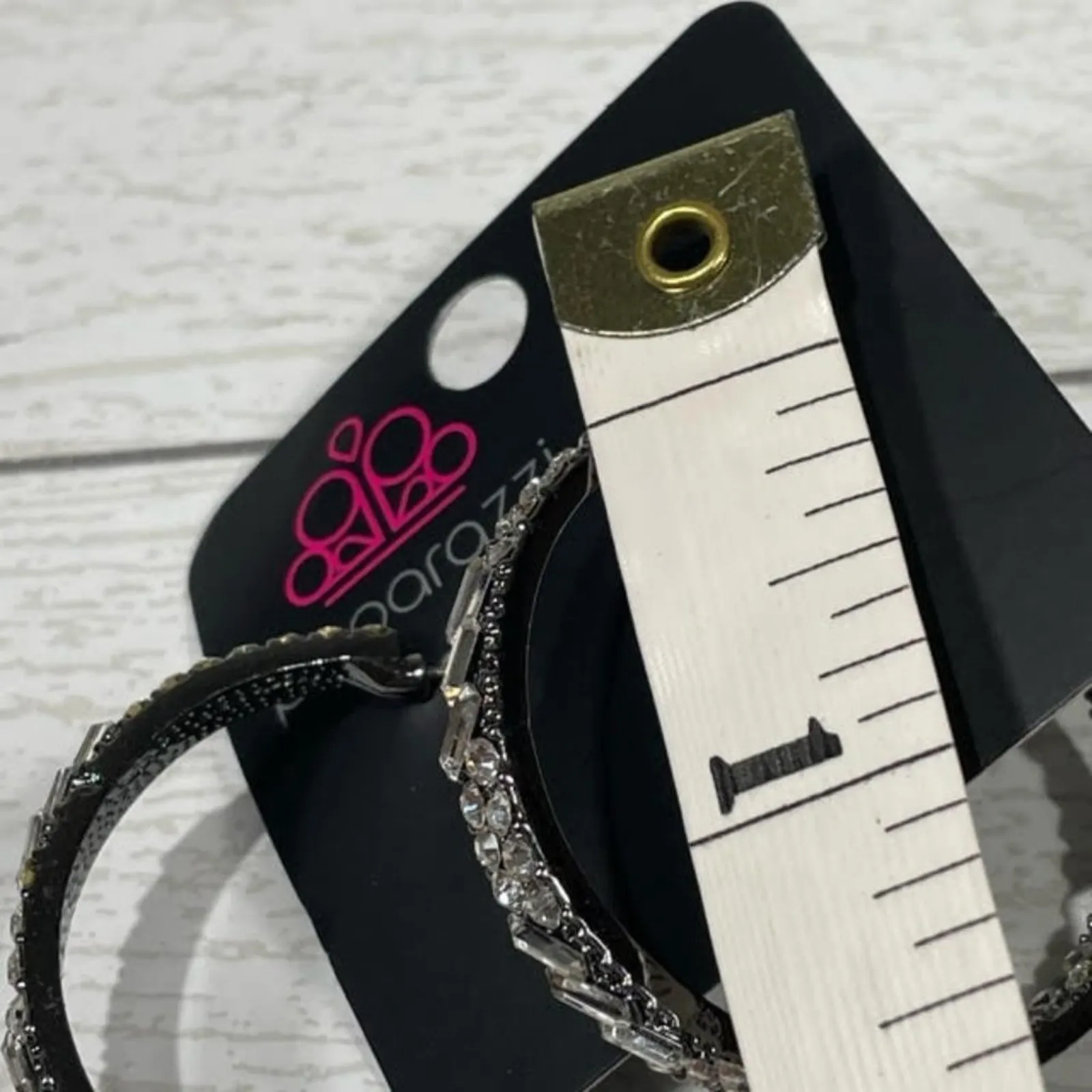 Paparazzi Rhinestone Silver Toned Hoop Earrings Hoops - Image 6