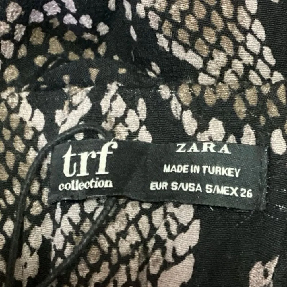 Zara TRF Collection Beige Black Snake Skin High Waisted Slip Maxi Skirt Size S - Image 5