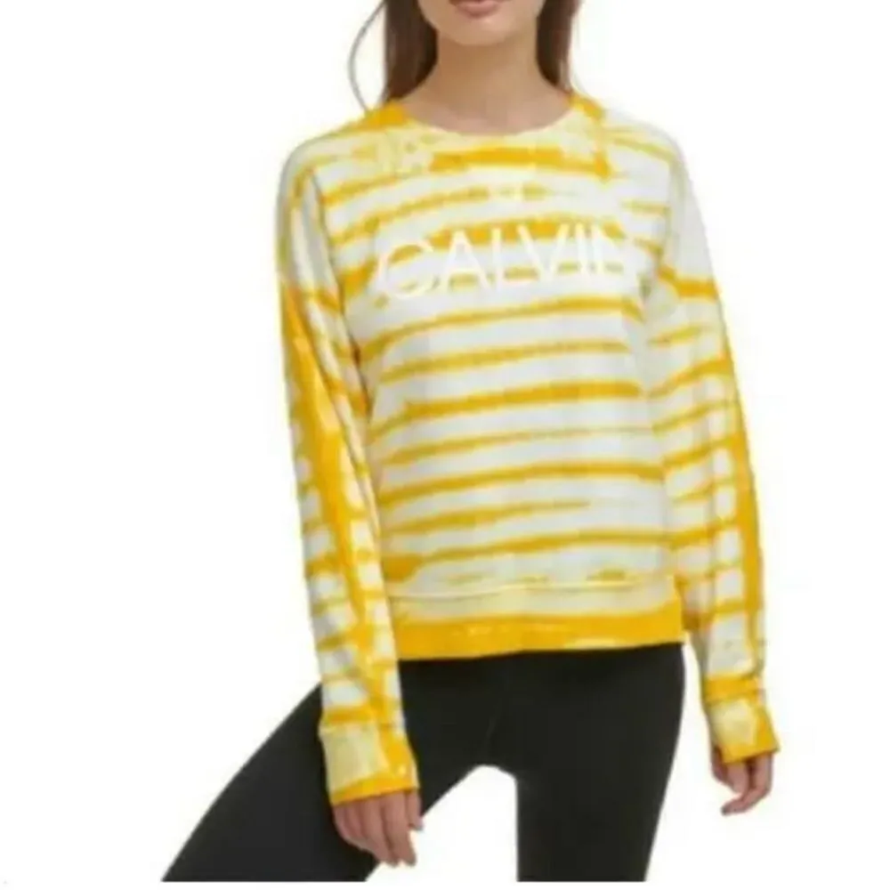 Calvin Klein Oversized Tie Dye Sweatshirt Yellow White Large - Image 2