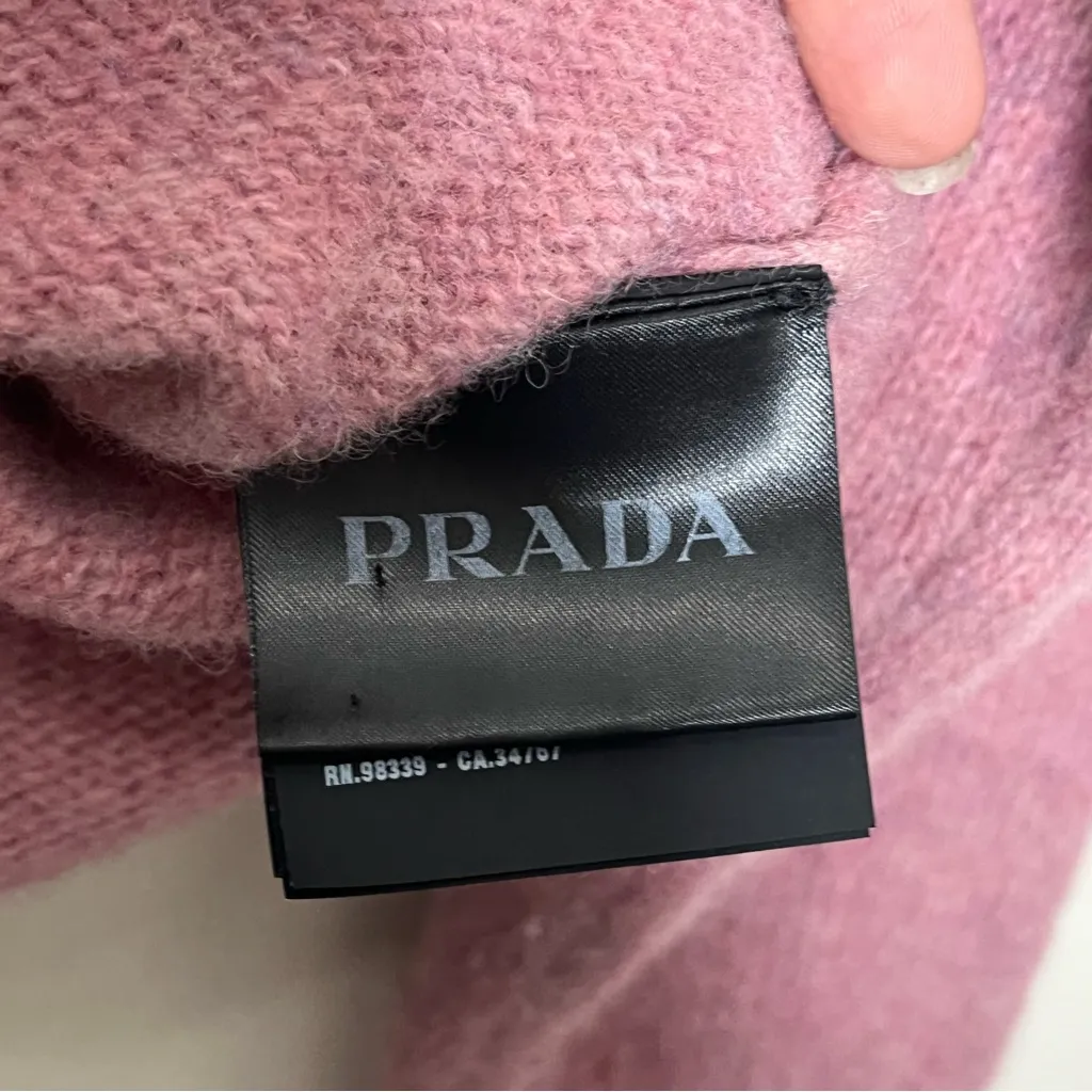 Prada Wool Crewneck Sweater Women’s XL Pink Virgin Knit Italy Pullover Classic - Image 8