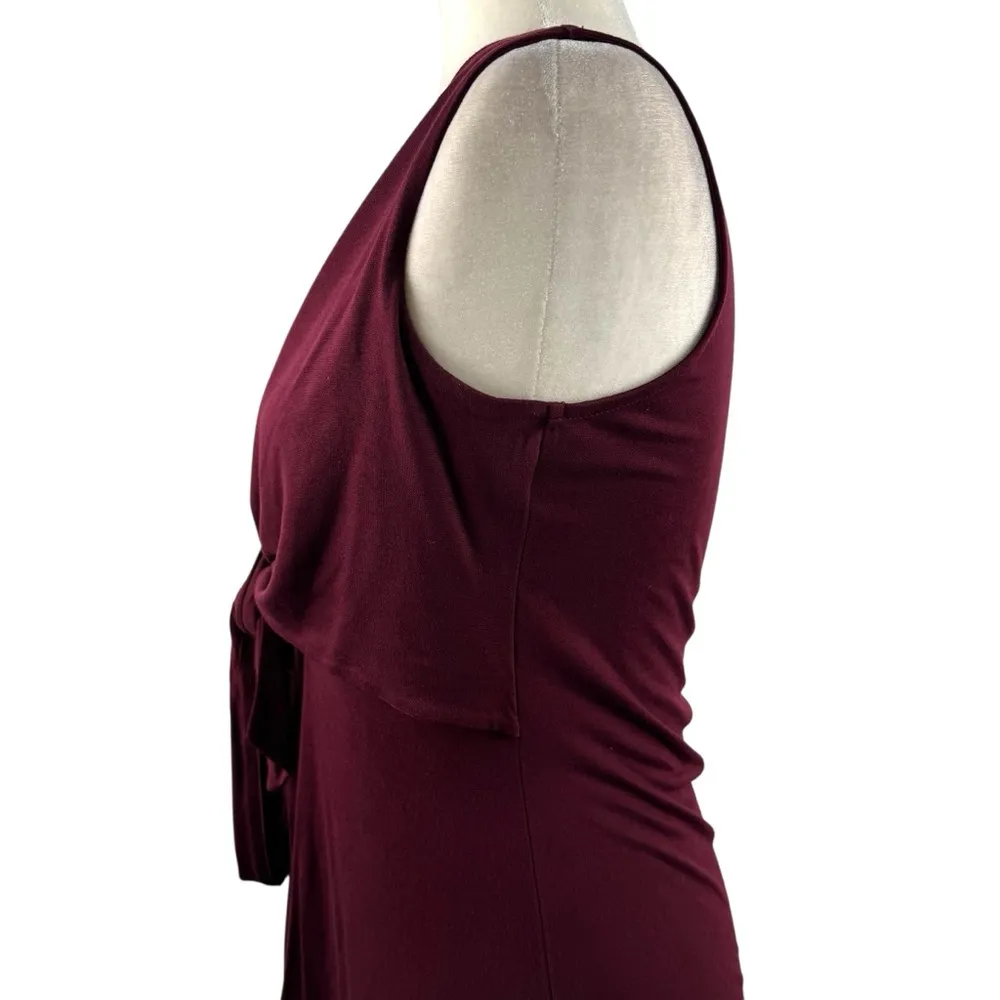 All Saints Jayda Jersey Dress Burgundy Size Small Tie Front V Neck Sleeveless - Image 7