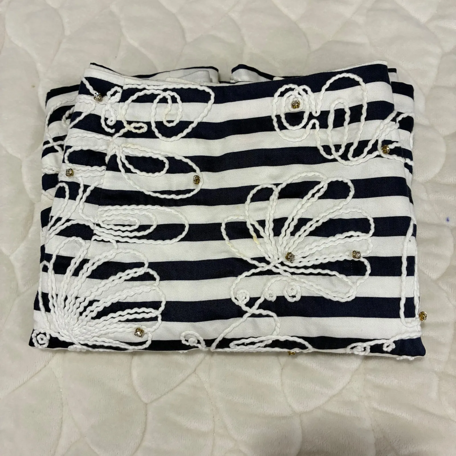 Lilly Pulitzer Navy Stripe Tate Skirt Women's‎ 4 Embroidered Cotton Mini Size 4 - Image 6