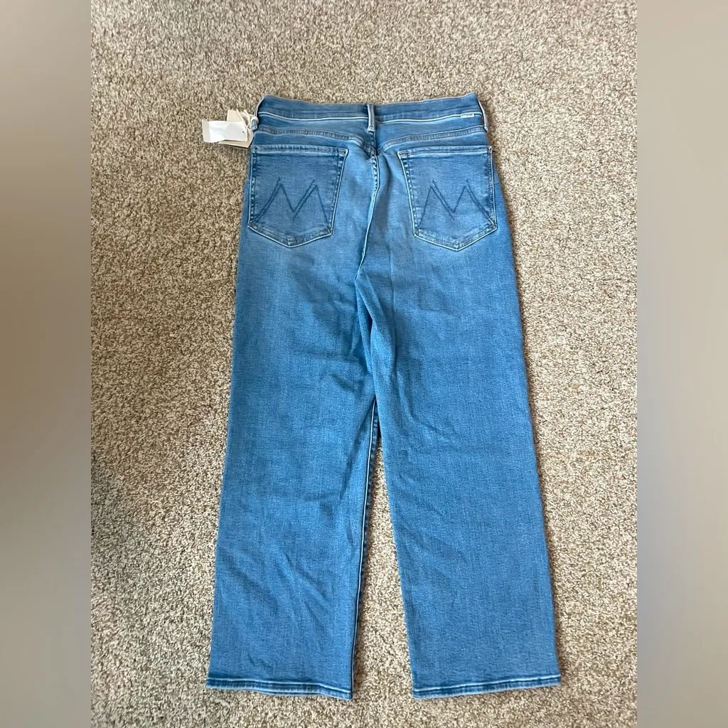 MOTHER Lil’ Zip Rambler Petites Flood High Rise Cropped Straight Jeans Size 33P - Image 13