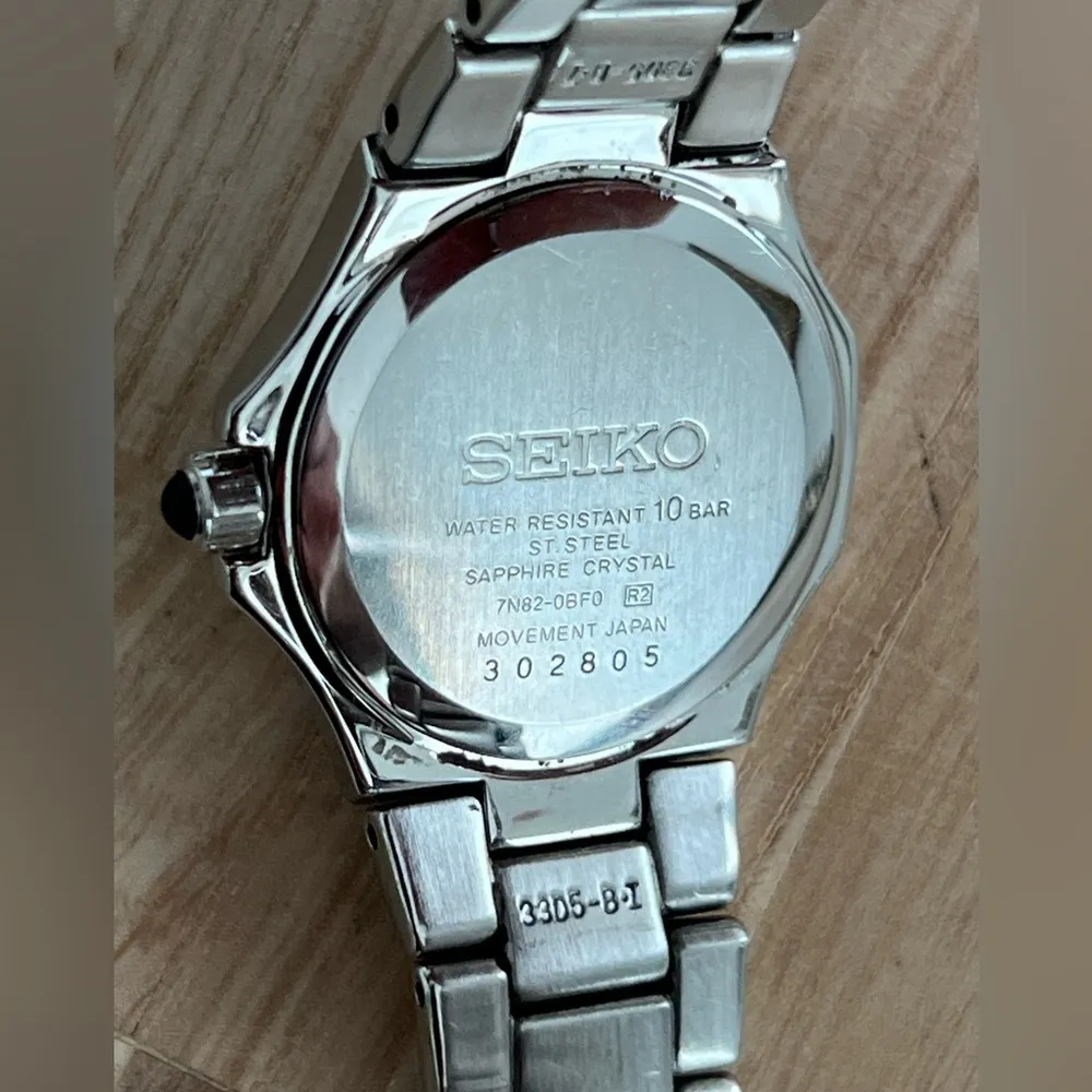 Seiko Coutura Ladies Watch RARE Diamonds Black Pearl Dial Stainless Bracelet - Image 12