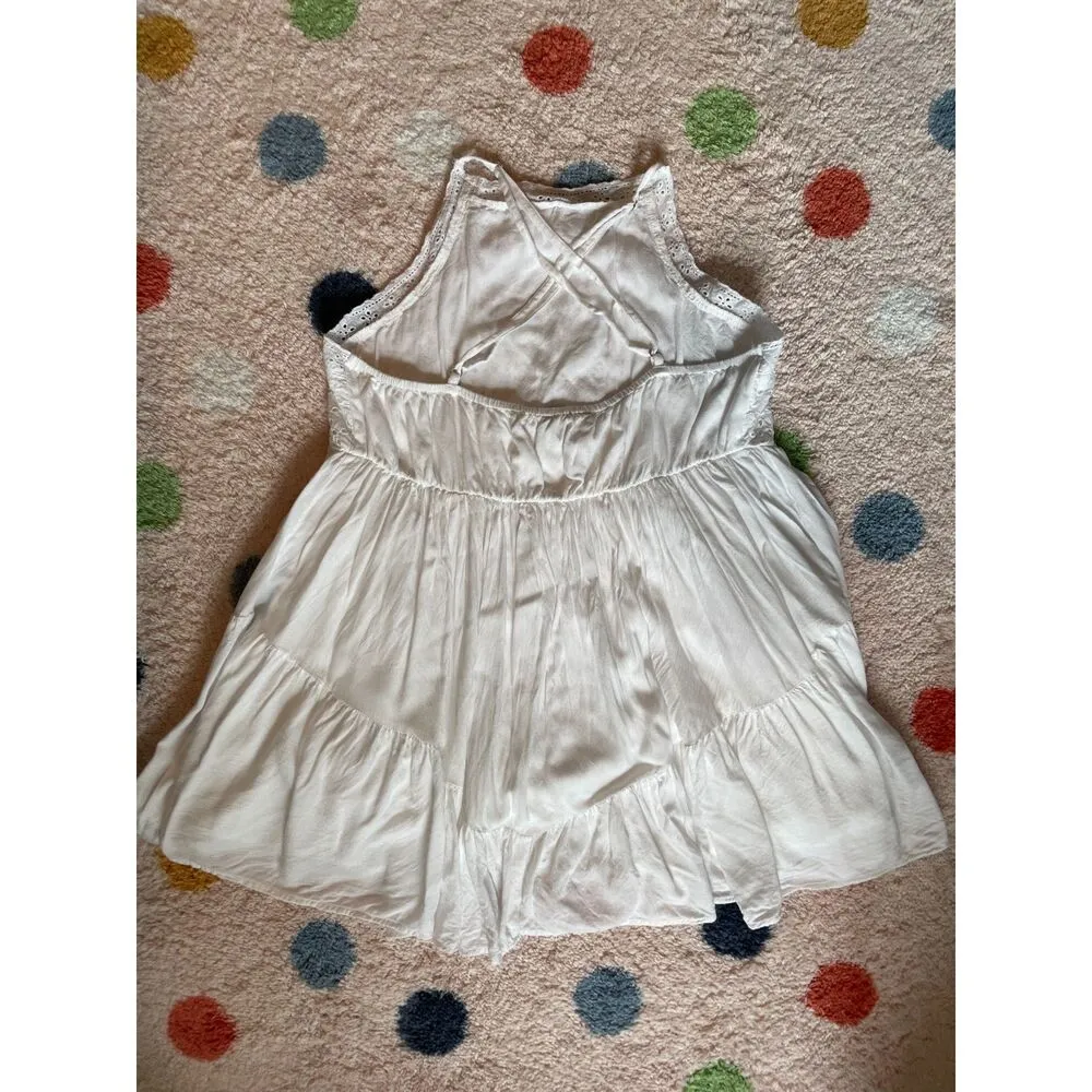 Lulus Imagination Cream Eyelet Lace Mini Dress Size M Cottage Vacation Boho - Image 3