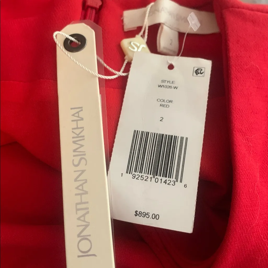 NWT $895 Jonathan Simkhai Red Wrap Metal Long Sleeve Sheath Dress Size 2 - Image 12