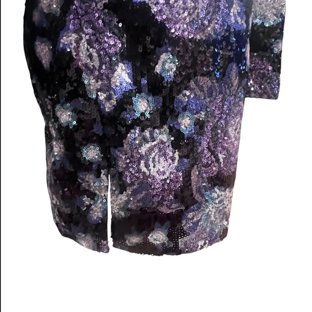 NWOT Dress the Population Nathalia Sequin Floral Long‎ Sleeve Mini Dress size xs - Image 8