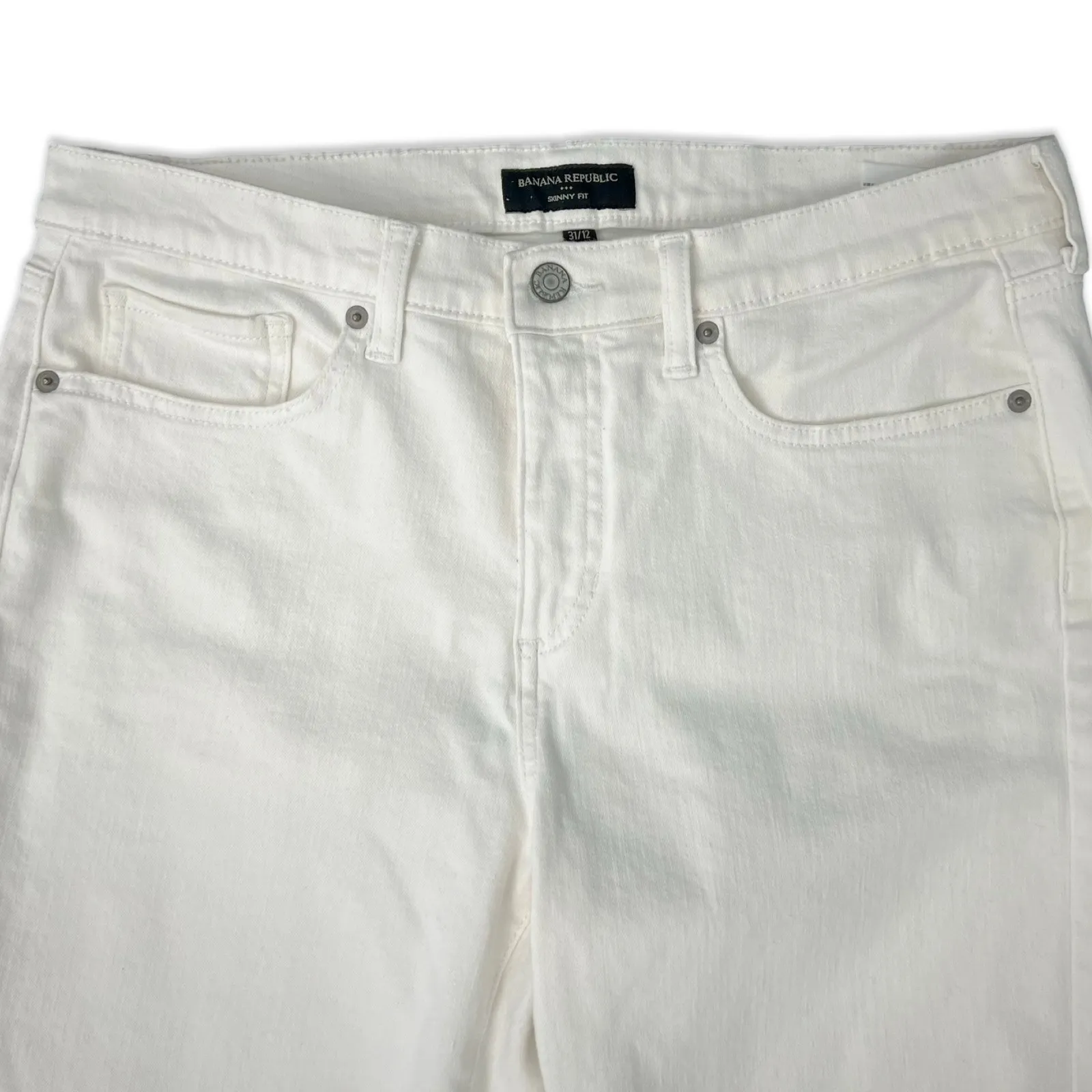 Banana Republic White Mid Rise Skinny Fit Jeans size 31 / 12 Stretch Summer - Image 7