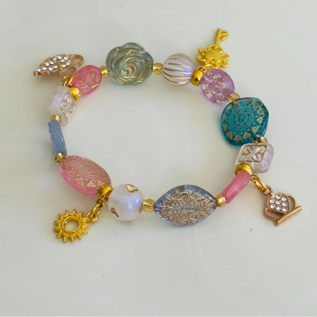 Gold and Multicolor Charm Bracelet - Image 2
