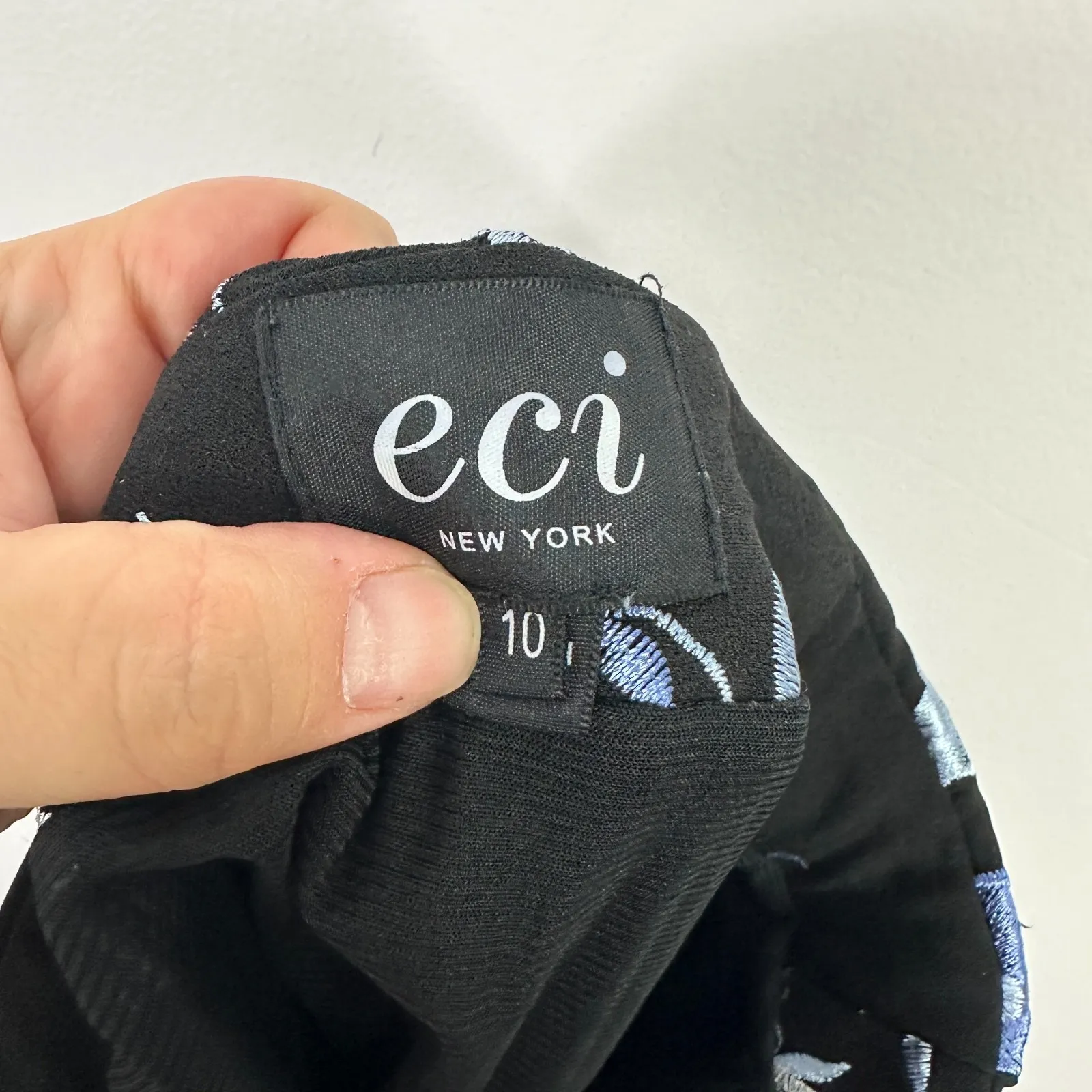 ECI New York Skirt 10 Black Floral Embroidered Pencil Midi Romantic Boho Chic - Image 5