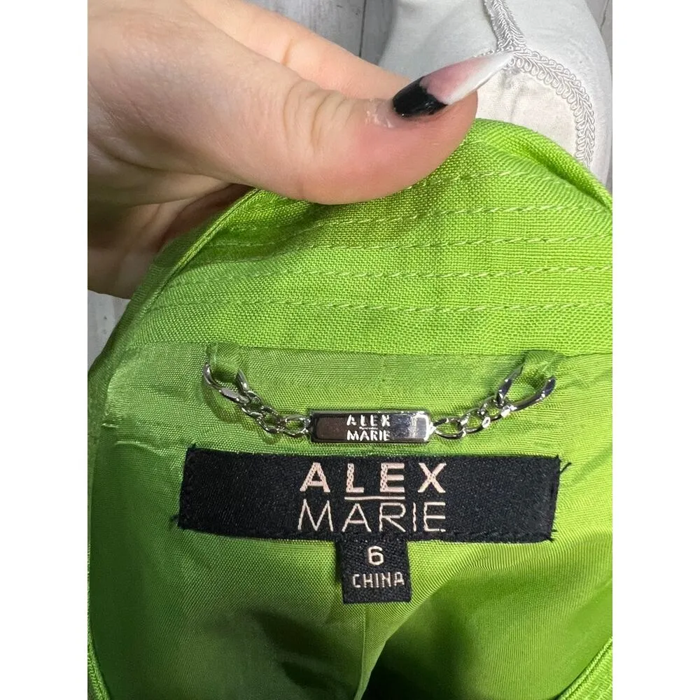 Alex‎ Marie Women's Lime Green Jacket Silver Buttons Size 6 Casual - Image 5