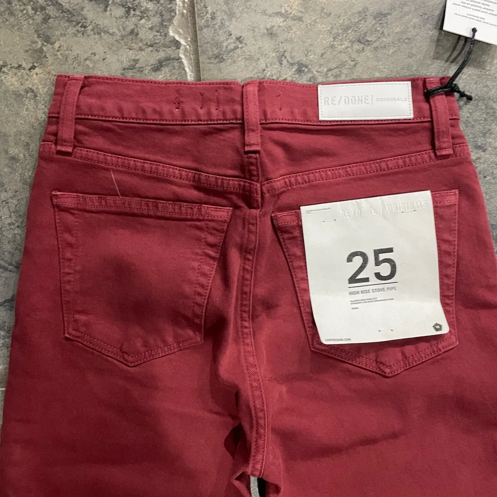 NWT RE/DONE 70s High
Rise Stovepipe Straight Leg
Ankle Crop Denim Jeans Sz 25 - Image 3