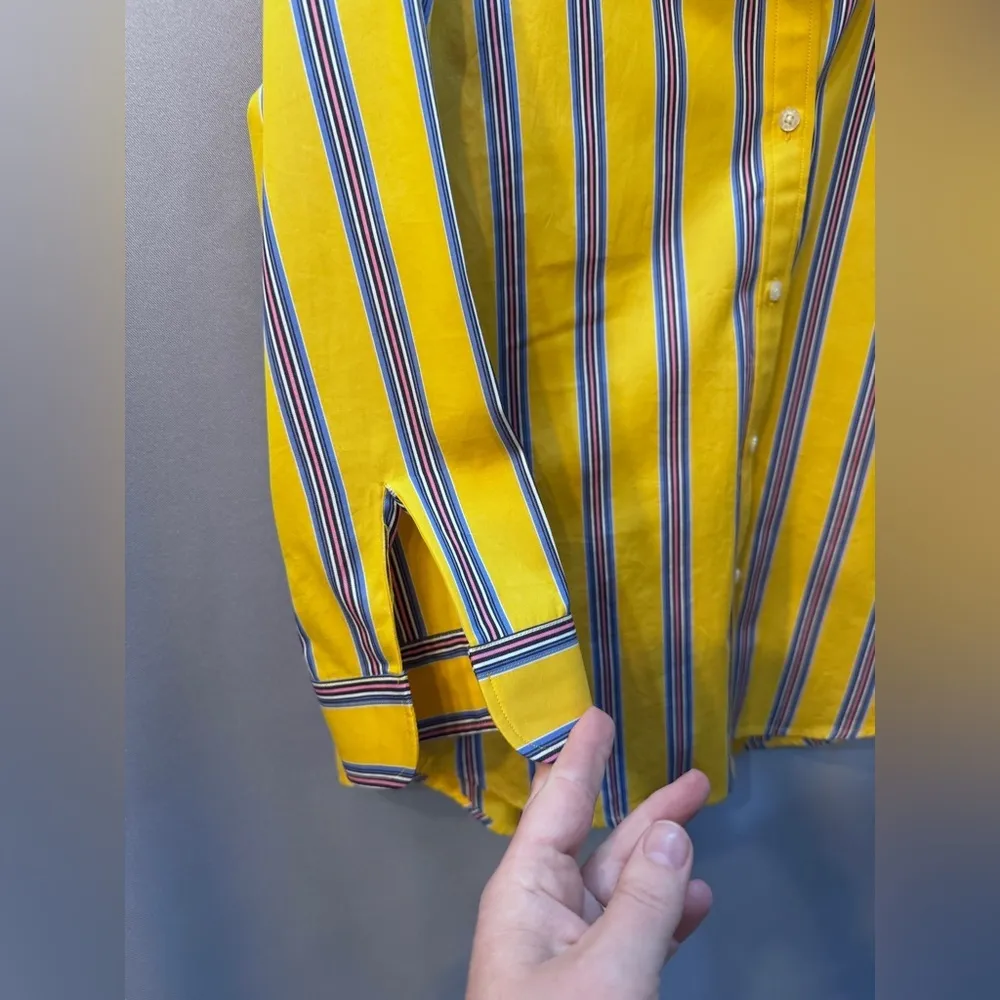 Lauren Ralph Lauren Exclusive Women's Bright Yellow Striped Button Up Petite M Size undefined - Image 3