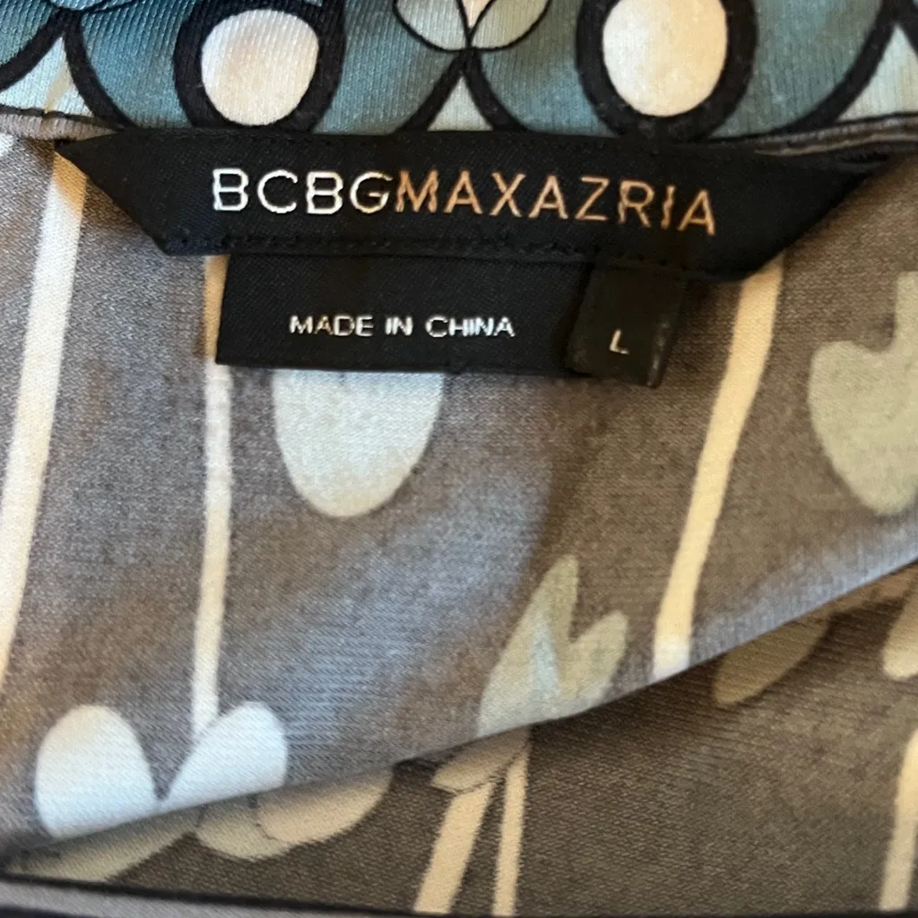 BCBG Maxazria Womens Top Size Large Tunic Stretchy Career Grey Blue - Image 6