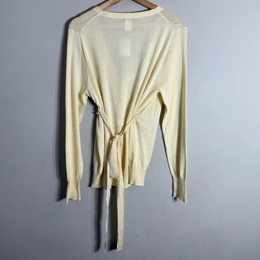 J. Crew Wrap Cardigan Sweater Women's Large Butter Yellow Preppy Minimalist NWT - Image 10
