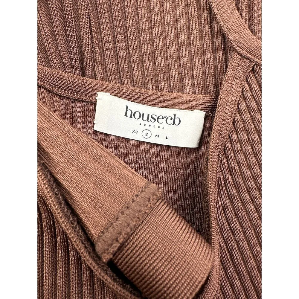 House of CB - Evie Bralette & Eden Bike Shorts in Ribbed Brown - Image 2