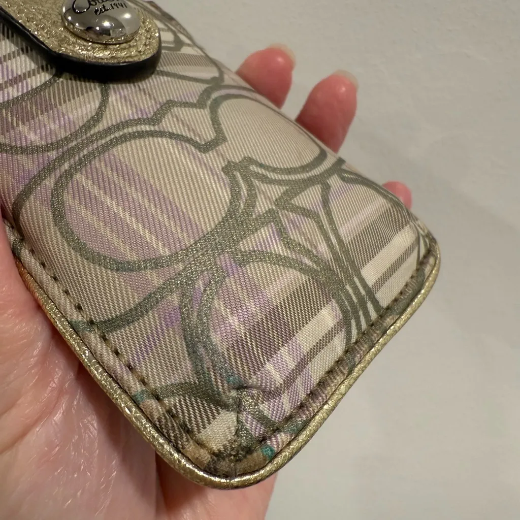 Coach y2k lavender purple Plaid Gold Card Holder - Image 5