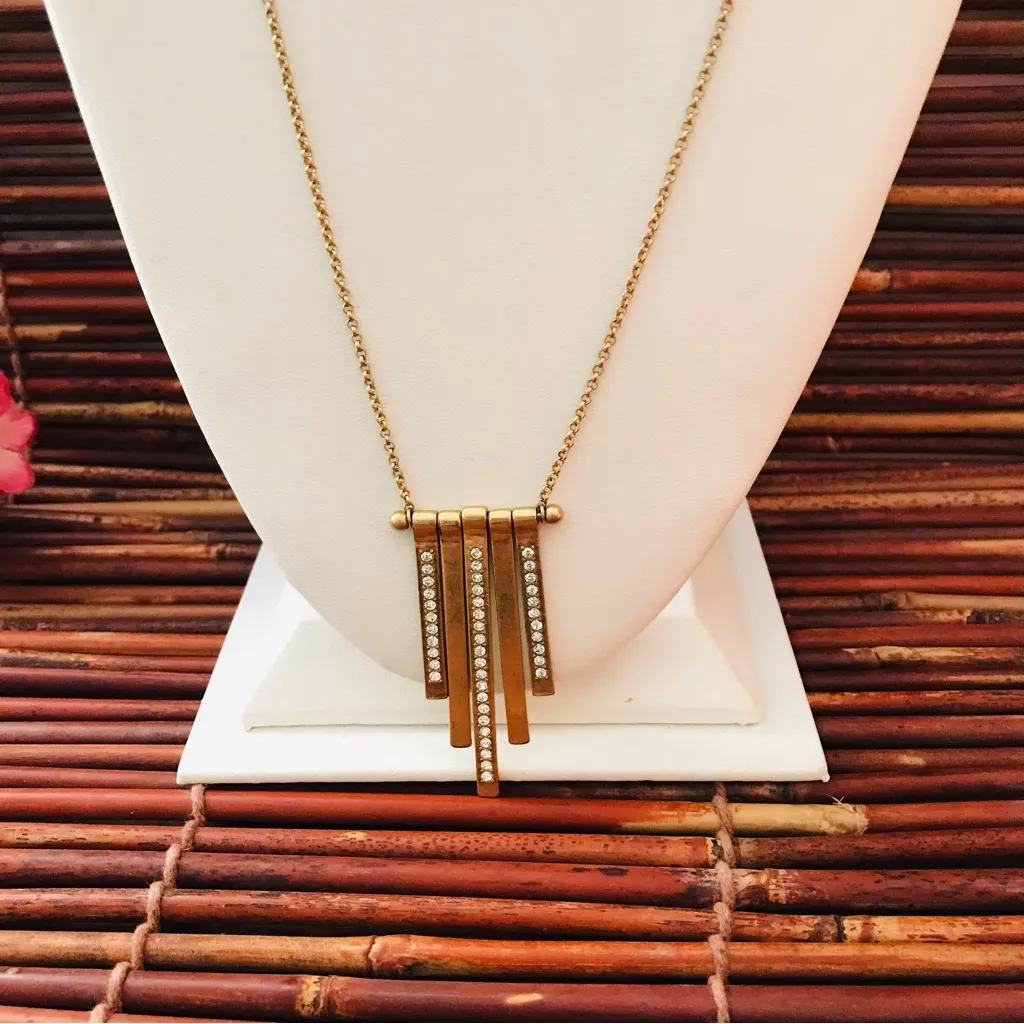 J. Crew Gold Tone & Crystal Necklace - Image 3