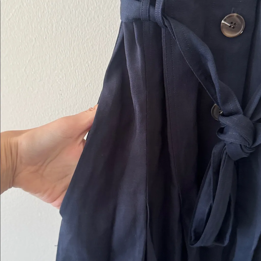 REISS HEIDI VISCOSE-LINEN BELTED MIDI DRESS IN NAVY, Size 4 , $298 - Image 10