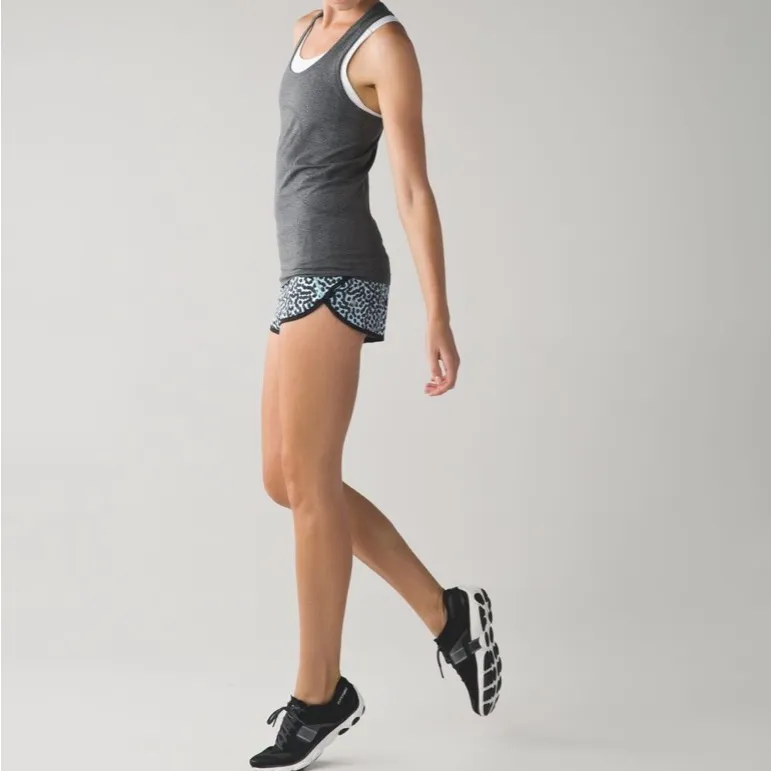 Lululemon Run: Speed Short Block-It Pocket – Ace Spot Tranquil Blue Black Sz 4 - Image 5