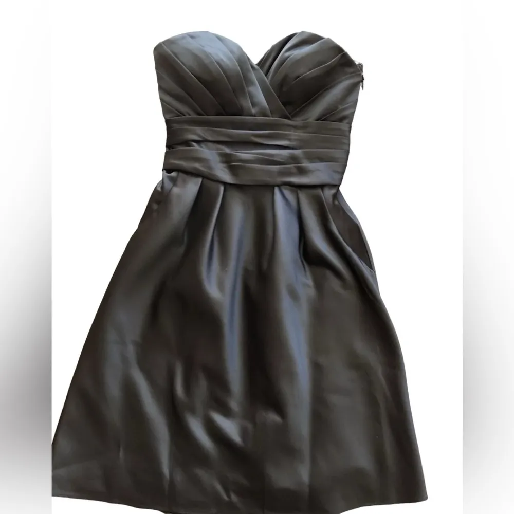 Bill Levkoff Strapless Black Satin Formal Dress - Image 5