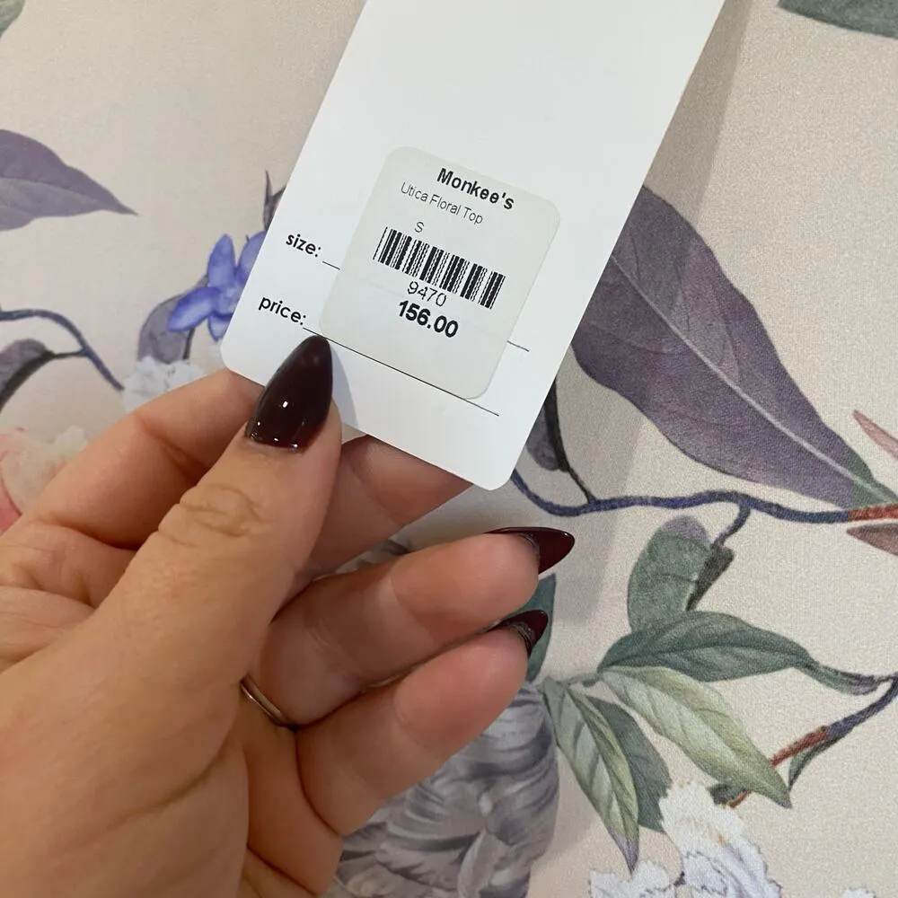 Amanda Uprichard Cream Floral Romantic Short Sleeve Blouse Size Small - Image 7