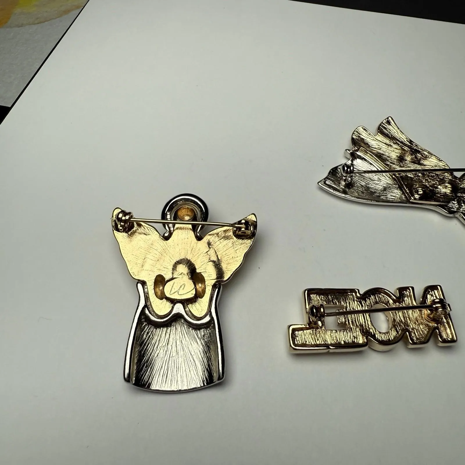 Angel / Noel Christmas Holiday Lot Of 3 Brooch Pin Angels 1 LC Gold - Image 14