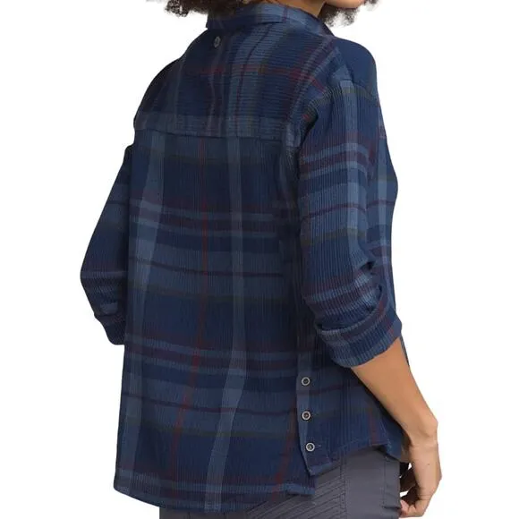 Prana Fillary Plaid Button Down Shirt Flannel Chest Pocket Gauze Nautical Small - Image 2