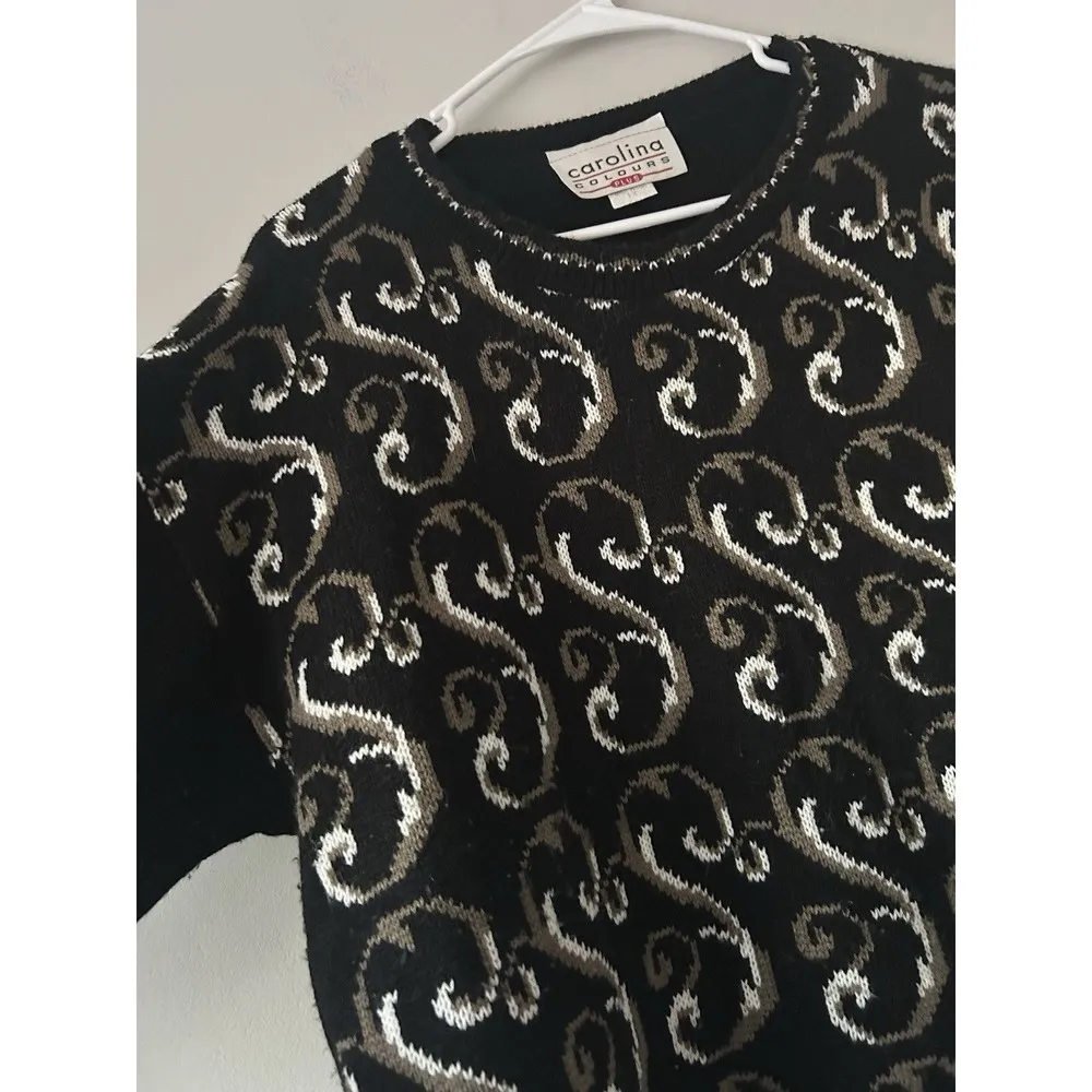 Vintage Carolina Colours Made In USA Abstract Tunic Sweater Size 1X Retro Unique Black - Image 4