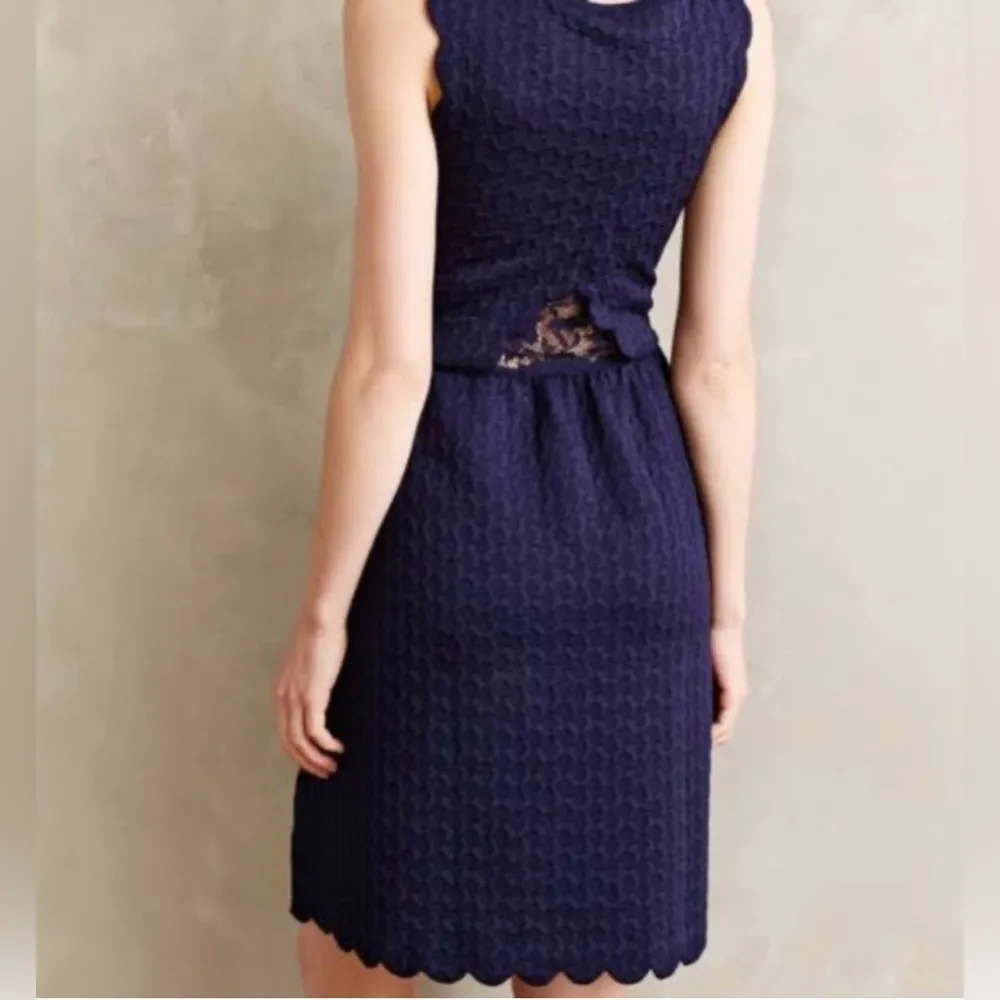 Maeve Anthropologie Sleeveless A-Line Dress Size S Textured Scalloped w/Pockets - Image 3