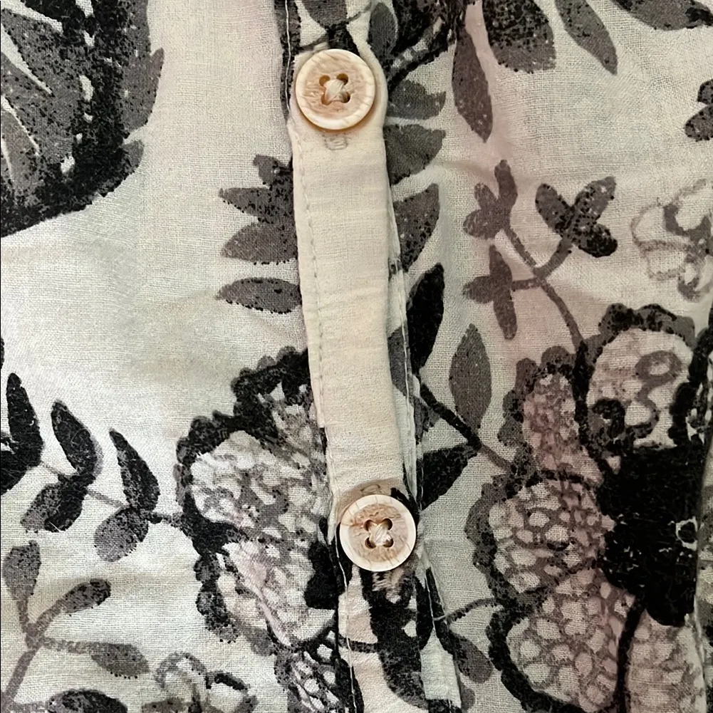 Maeve Black and Cream Floral 100% Cotton Sleeveless Blouse - Size Small - Image 14