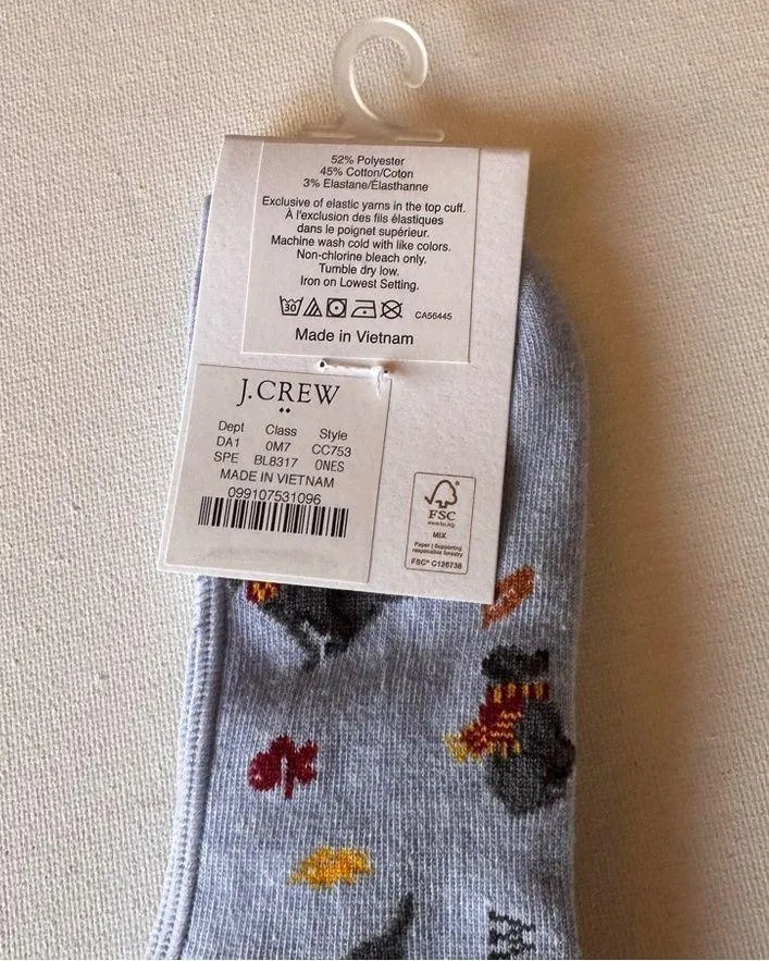 J.Crew Women's No Show Ankle Seasonal Puppy Theme Socks Sz OS New with tag - Image 2