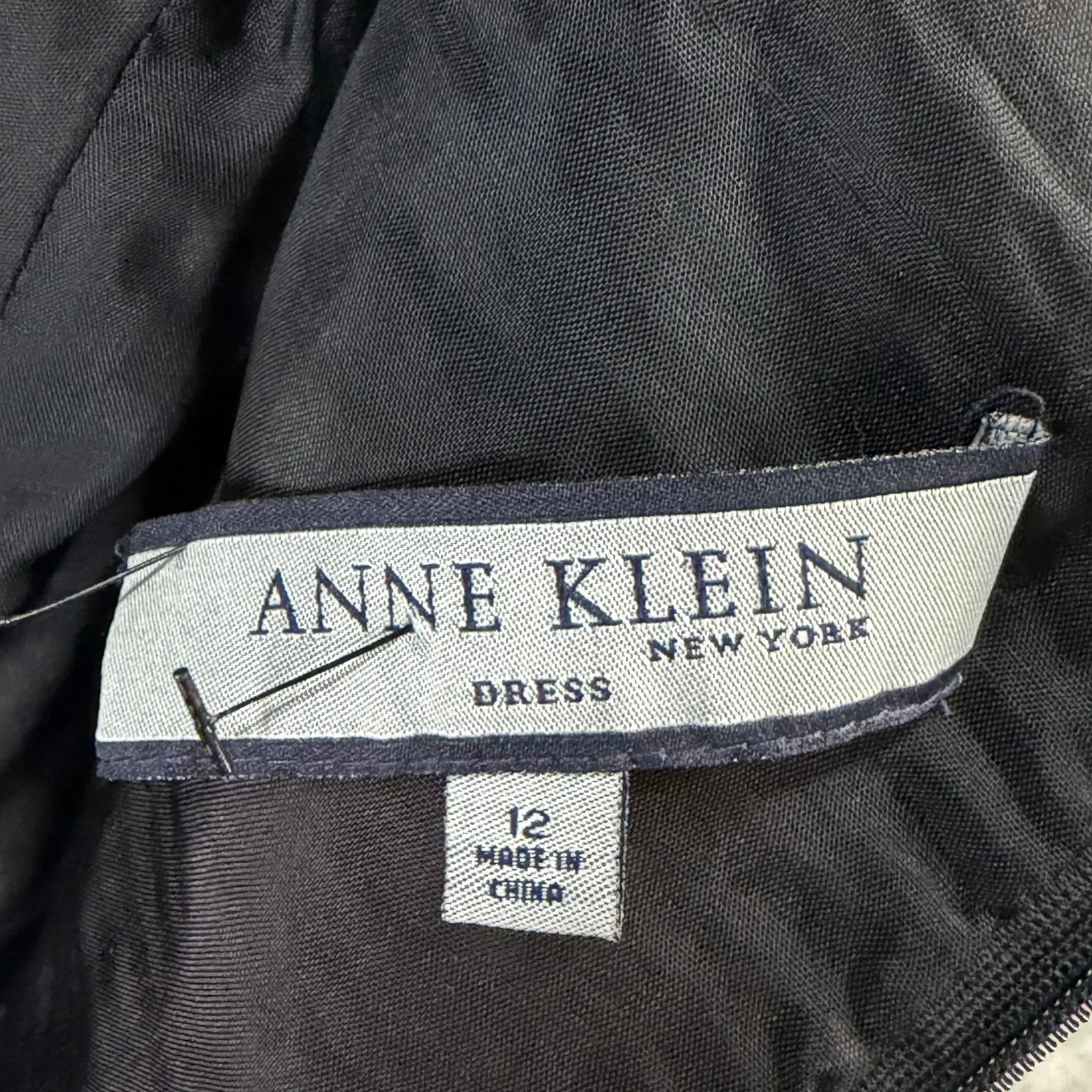 Anne Klein Cocktail Sheath Dress Womens 12 Black Draped Folded Bodice Satin Belt - Image 10