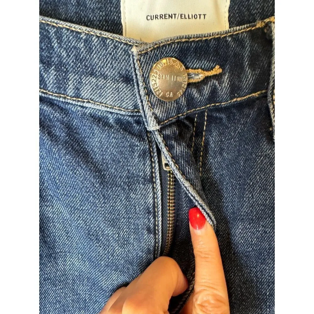Current Elliott Jeans‎ Women 27 Blue Medium Wash Denim Raw Hem High Rise Cropped - Image 7