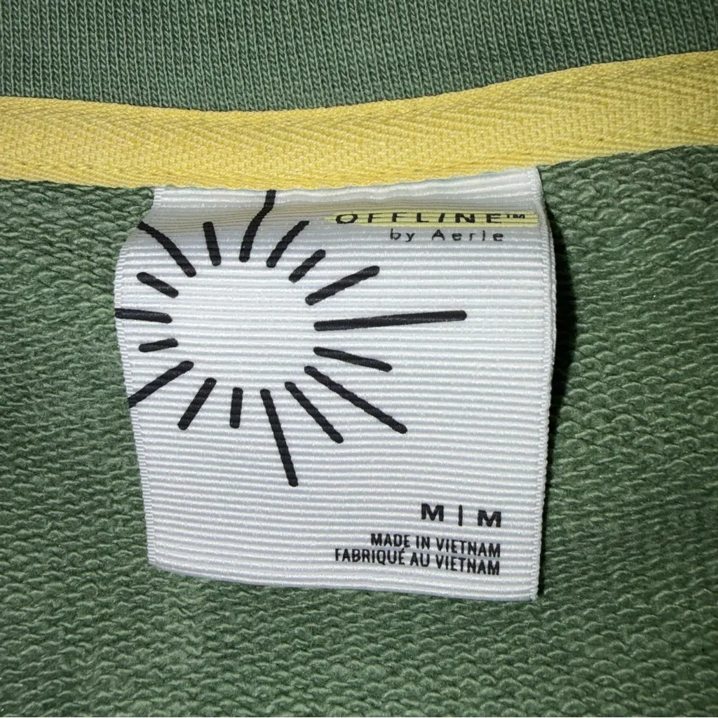 Aerie Sage Green Throwback Half Zip Hoodie Sweatshirt Pullover size Medium - Image 6