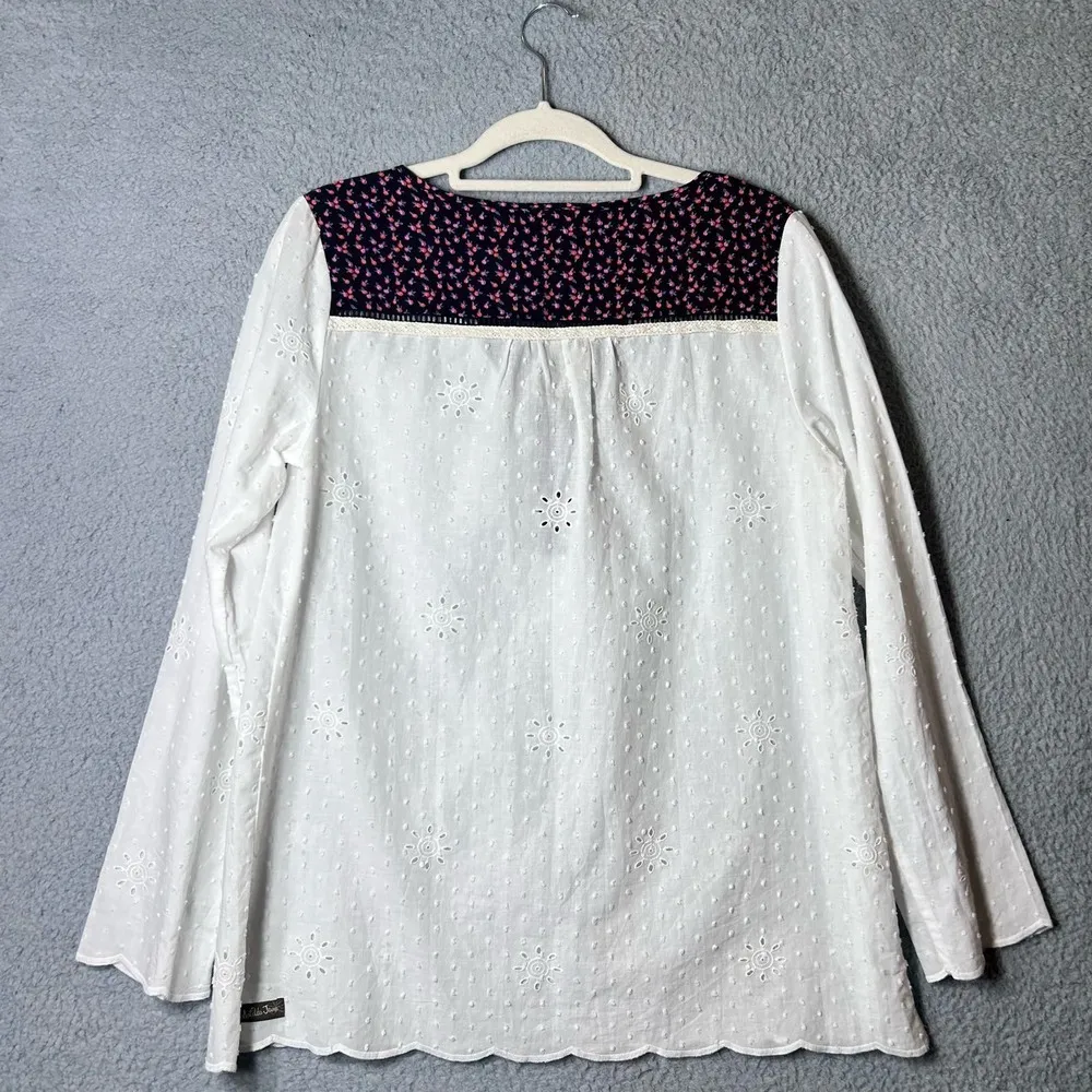 Matilda Jane Top Womens Medium White Eyelet Dotted Snow Globe Tunic Top‎ NEW - Image 2