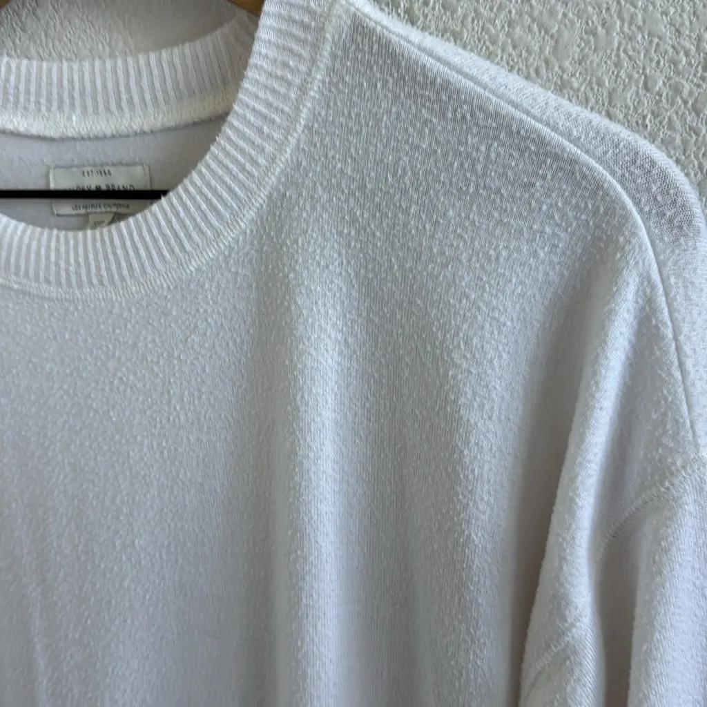 Lucky Brand Round Neck Sweater Textured White Long Sleeve Pullover Top 7WC7008 S - Image 4