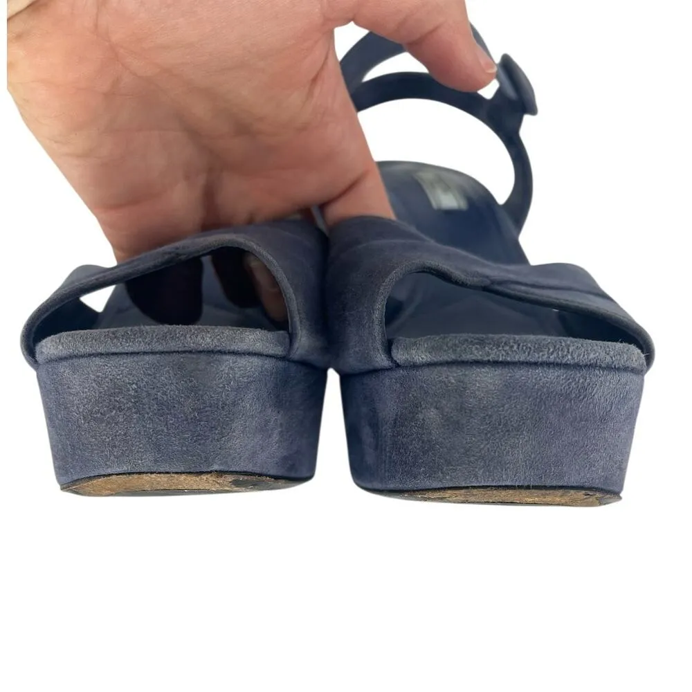 Prada Suede Crisscross Platform Sandals in Blue - Image 7
