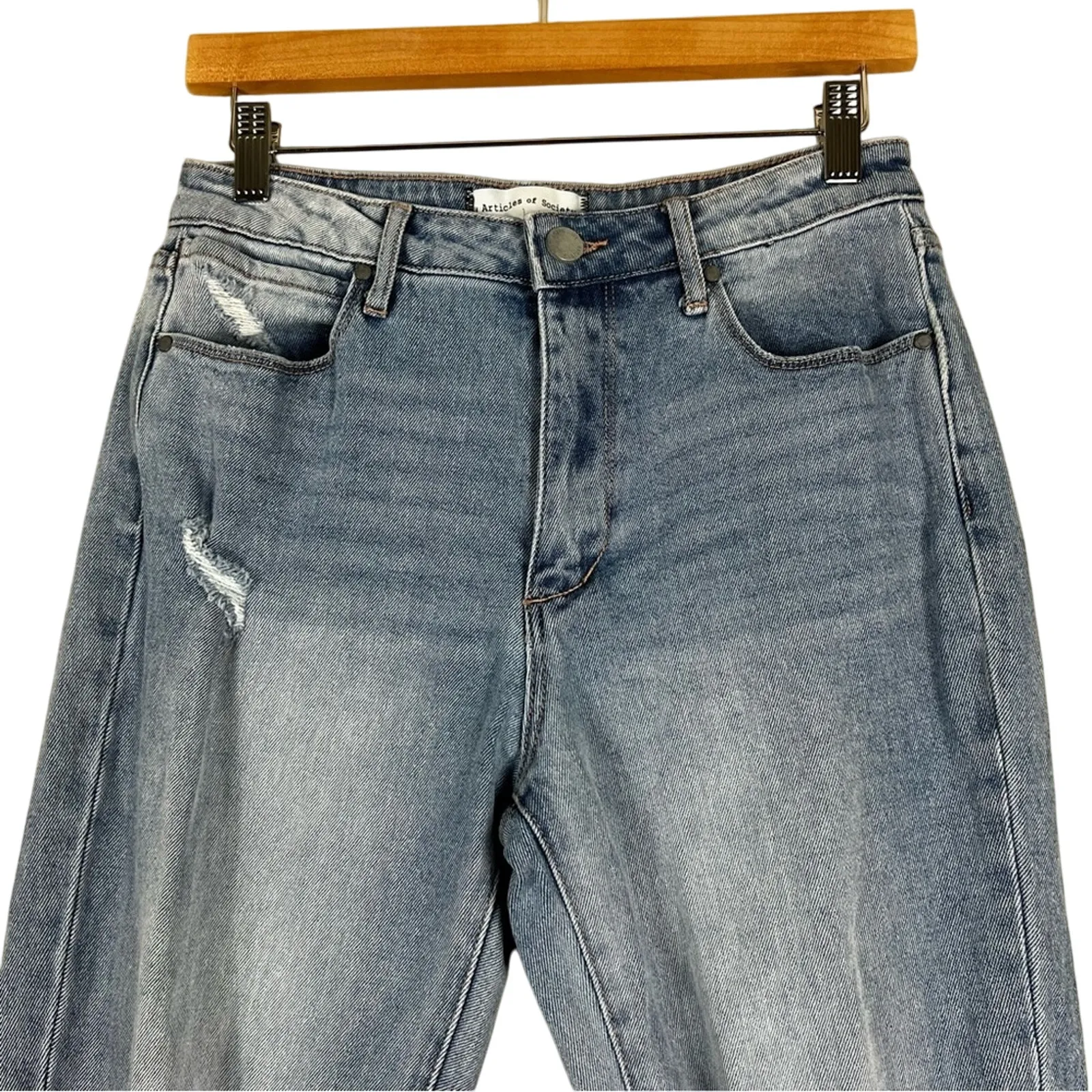 Articles of Society Distressed Jeans Womens 26 Medium Wash High Rise 90s Fall - Image 3
