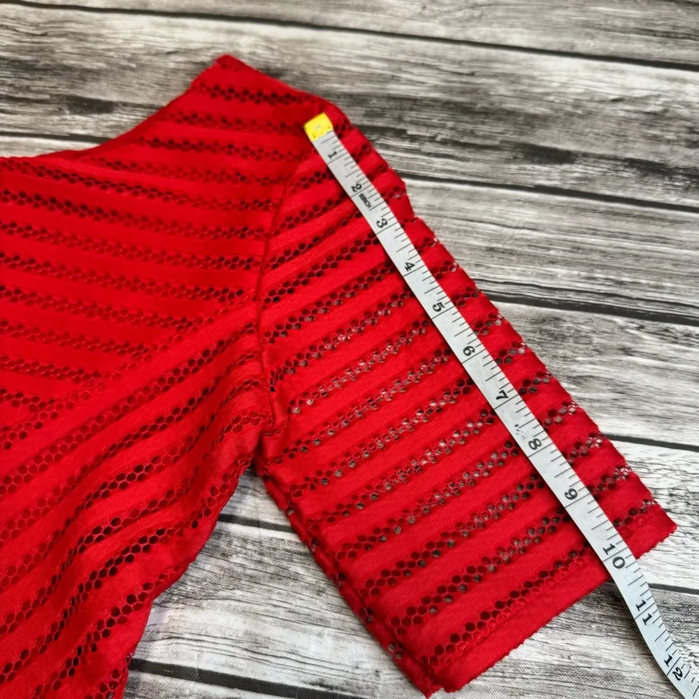 Ubranded Womens Cocktail Dress Bright Red S SM Small Lace Box Pleat Bubble Skirt - Image 11